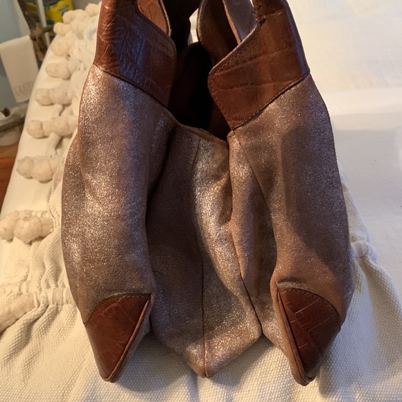 TANO anthropologie brown and Metallic vegan leather bag extra large - Picture 12 of 13